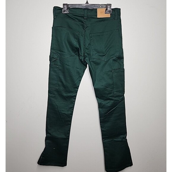 Mens Mintcrew Carpenter Green Jeans Size 28 Zip Flare Legs - Picture 4 of 8